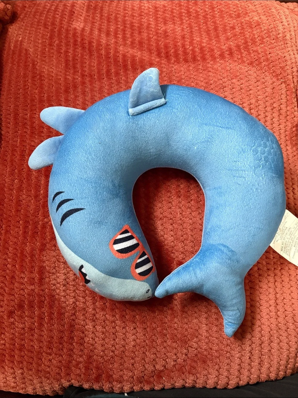 Blue Shark Neck Pillow for Kids - Plush Travel Support